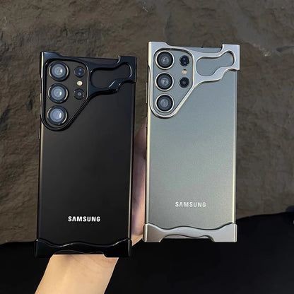 Luxury Alien Irregular Metal Phone Case For Samsung Galaxy S23 S24 Ultra Plus Aluminum Bumper With Lens Film Protection Cover