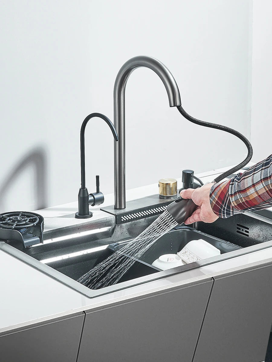 304 Waterfall Kitchen Sink 60*45cm Stainless Steel Sink