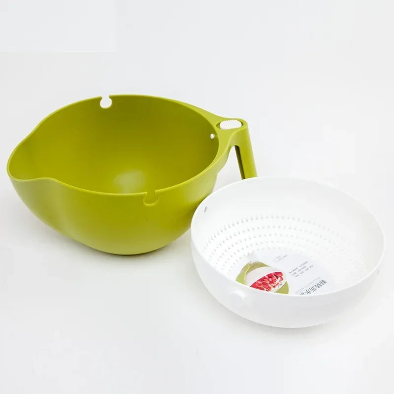 Double Drain Basket Bowl Rice Washing Kitchen Sink Strainer Noodles Vegetables Fruit Kitchen Gadget Colander Coladores De Cocina