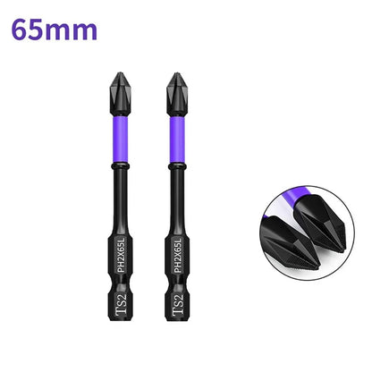 Magnetic Anti-Shock Screwdriver Set - PH2 Impact Bits (25/50/65/70/90/150 mm)
