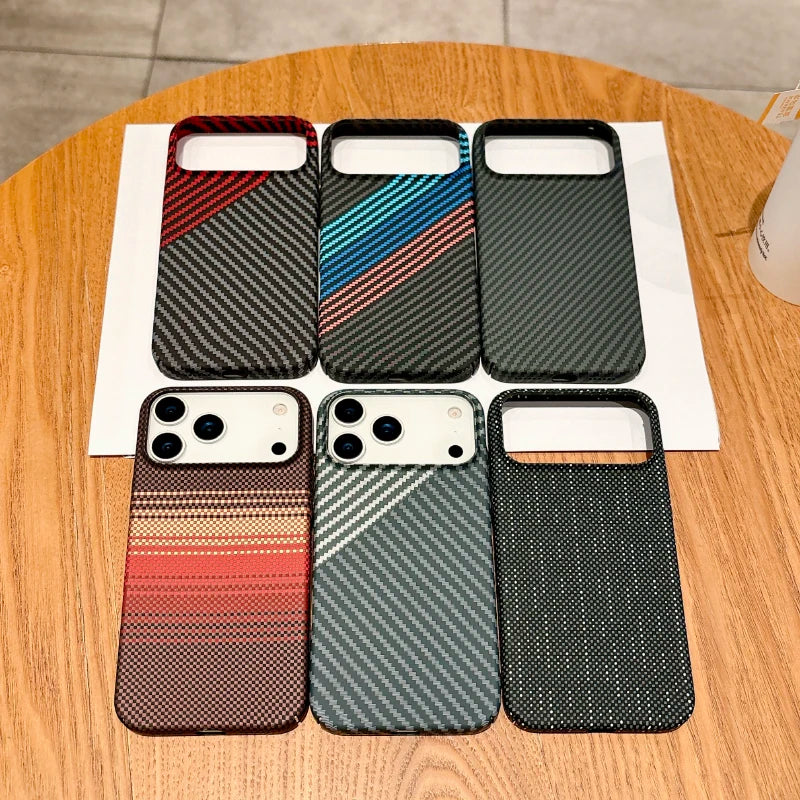 For Magsafe Magnetic Wireless Charging Luxury Solid Color Carbon Fiber Phone Case For iPhone 17 Pro Max Air Bumper Back Cover