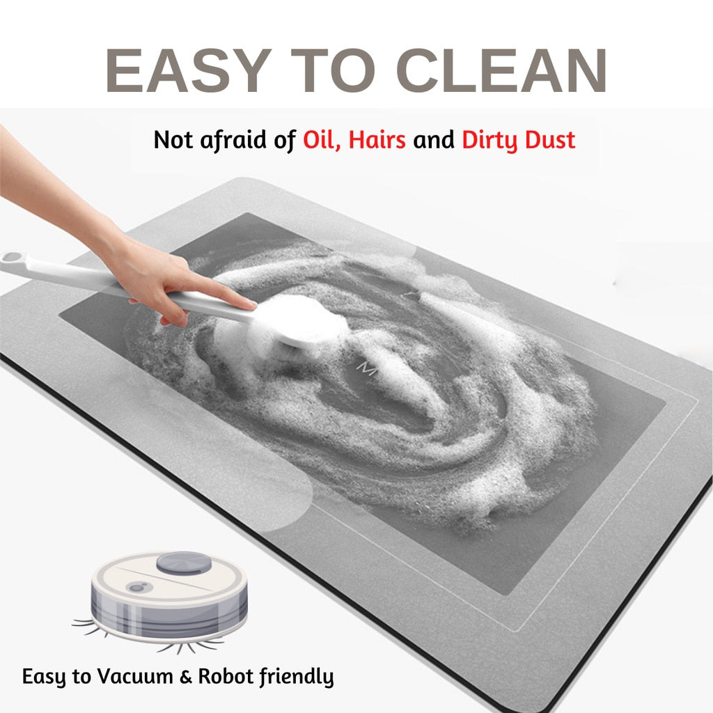 New Tech Super Absorbent Kitchen Mat Diatom Mud Pad Bathroom Pad Anti-Slip Carpet Mats Wipeable Wash Long Strip Carpet