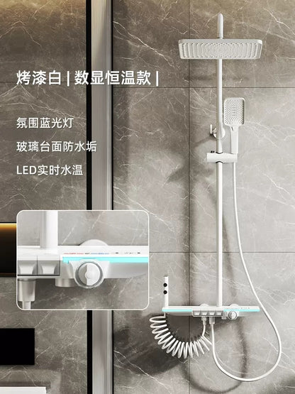 Intelligent Shower Set Gun Gray Bathroom Shower Mixer Faucet Digital Display Thermostatic Shower System Set Booster Sprinkler