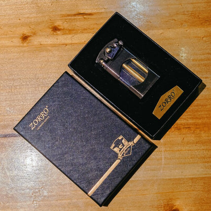 Zorro Rocker Kerosene Lighter Transparent Fuel Tank Metal Retro Grinding Wheel Lighter Visual Fuel Tank Lighter Men's Gift
