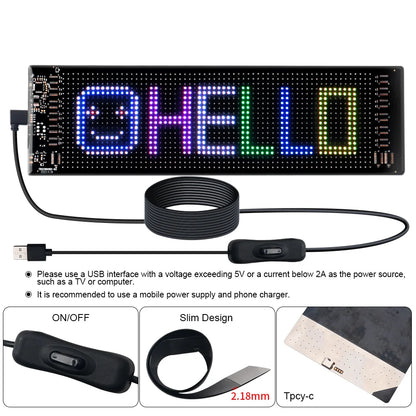 LED Matrix Pixel Panel DIY Scrolling Bright Advertising LED Signs Flexible USB 5V LED Car Sign Bluetooth App Remote Control