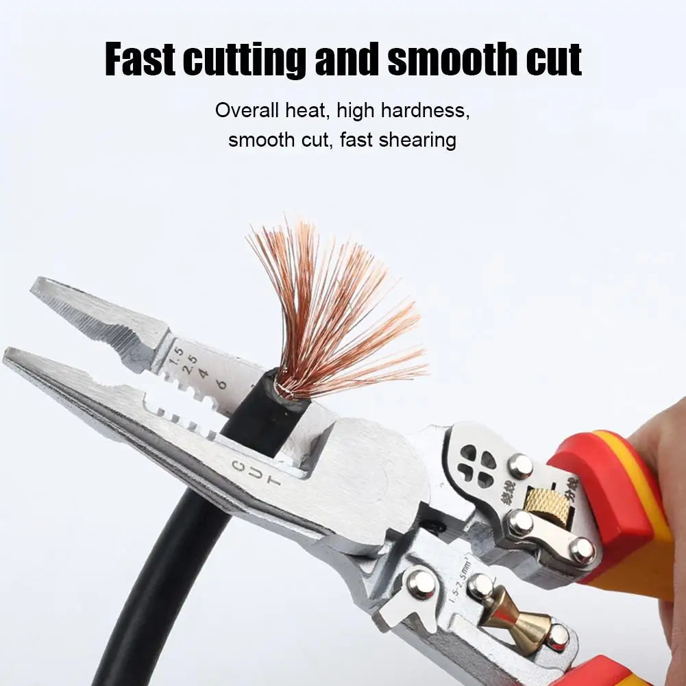 9-In-1 Stripping Pliers with Voltage Tester Versatile Wire Stripping Pliers With Electricity Measurement Cutting Crimping Pliers