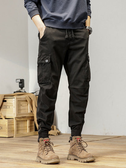 2023 New Multi-Pockets Spring Summer Cargo Pants Men Streetwear Zipper Leg Skinny Work Joggers Cotton Casual Tactical Trousers