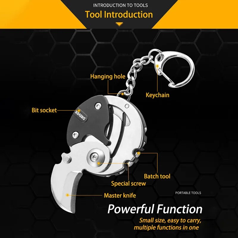 Keychain Screwdriver Multifunctional Hexagon Coin Outdoor EDC Tool Hexagon Folding Coin Knife Pocket Fold Mini coltello Gear Pee