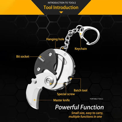 Keychain Screwdriver Multifunctional Hexagon Coin Outdoor EDC Tool Hexagon Folding Coin Knife Pocket Fold Mini coltello Gear Pee