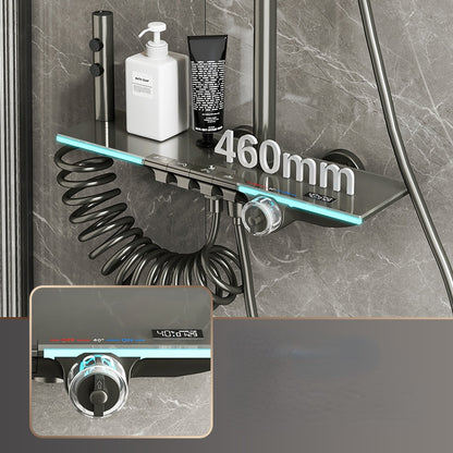 Intelligent Shower Set Gun Gray Bathroom Shower Mixer Faucet Digital Display Thermostatic Shower System Set Booster Sprinkler