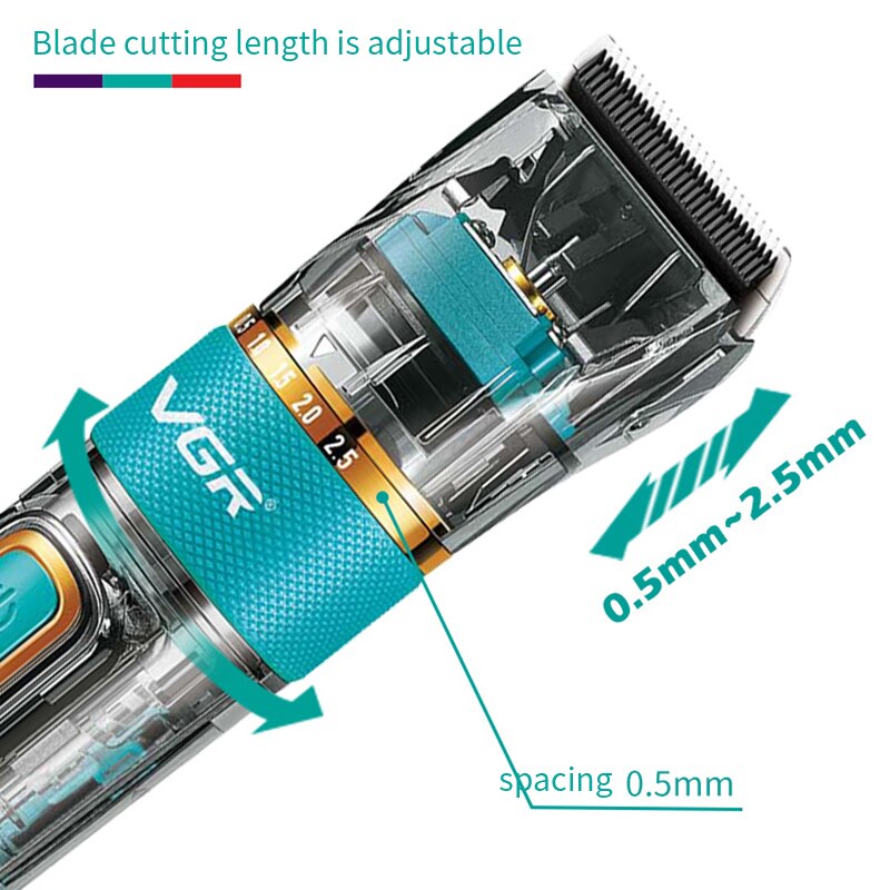 VGR Rechargeable Professional Hair Clipper Hair Trimmer For Men Shaver Hair Cutting Machine Barber Accessories Cut Machin Beard