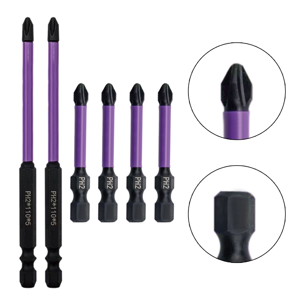HRC61 Degree Magnetic Cross Screwdriver Bits PH2 Screwdriver Impact Drill Bits