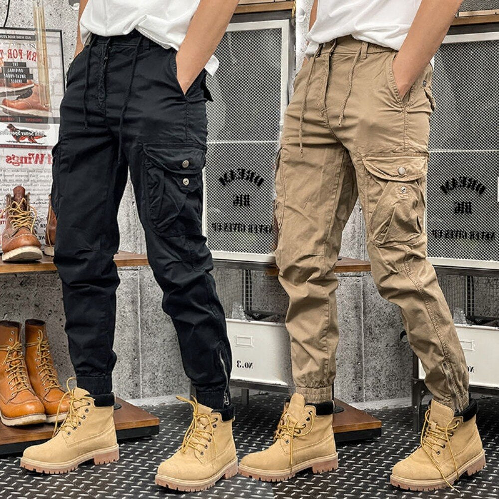 Skinny Cargo Pants Autumn Men Slim Fit Jogger Pants Elastic Waist Outdoor Tactical Pants Men Trousers With Multi pockets