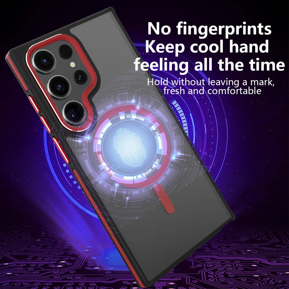 Matte skin feel Magsafe Magnetic Adsorption Case For Samsung S24 Ultra Galaxy S23 Plus S22 + Plating all inclusive Back Cover