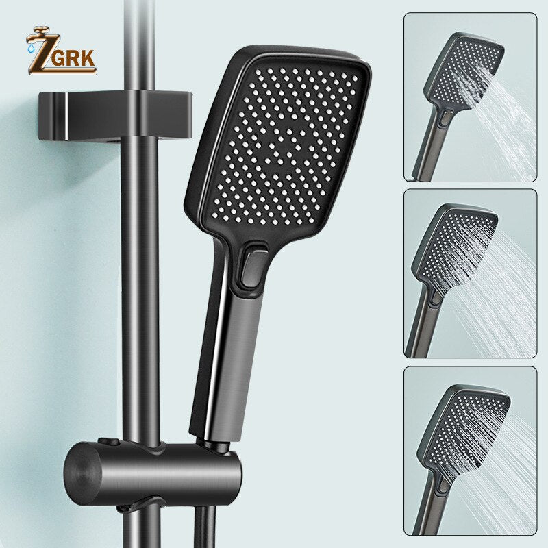Intelligent Shower Set Light Display Gray Bathroom Shower Mixer Faucet Digital Display Thermostatic Shower System Faucet Set