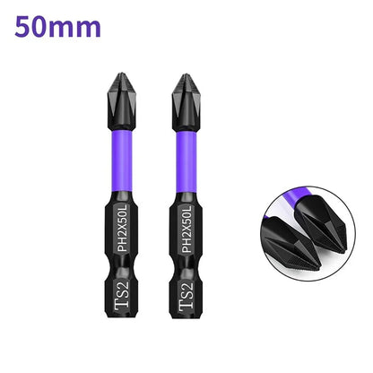Magnetic Anti-Shock Screwdriver Set - PH2 Impact Bits (25/50/65/70/90/150 mm)