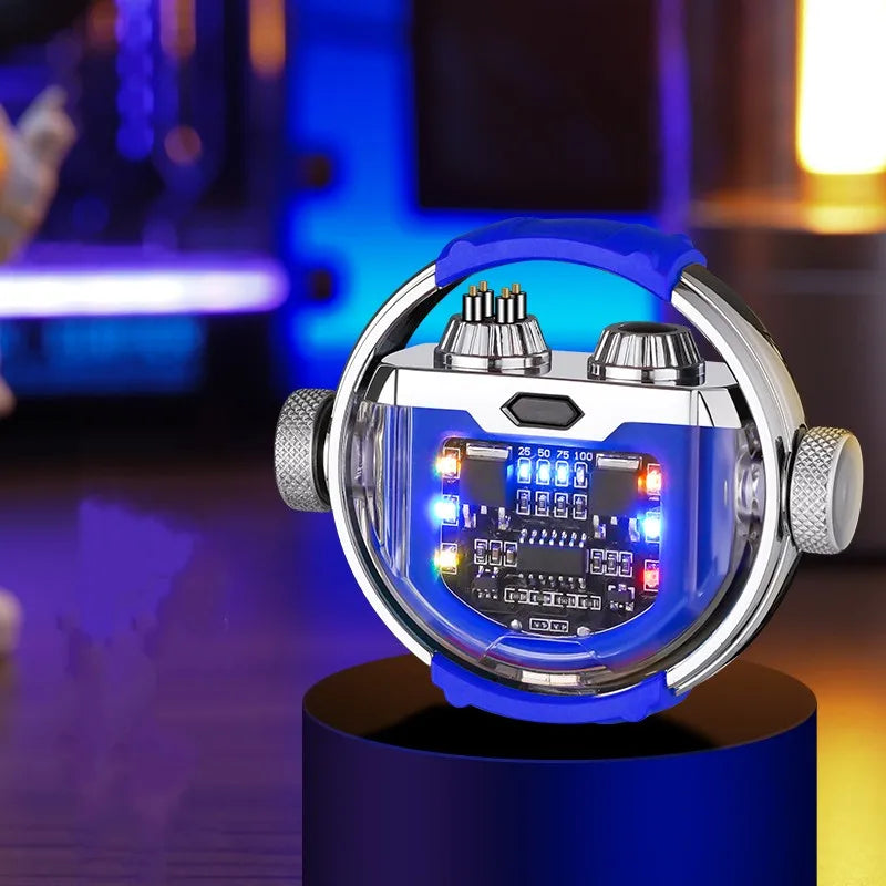 2023 New Decompression Gyro Windproof Double Arc Lighter Metal Belt COB Luminous Glare Creative Lighter Men's Gift