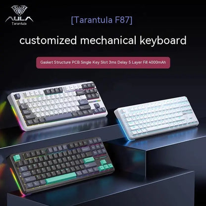 Aula Leobog F87 Keyboard 87 Keys Tri Mode Bluetooth Wireless 2.4g Wired Mechanical Keyboard Accessory For Gamer Pc Office Gifts