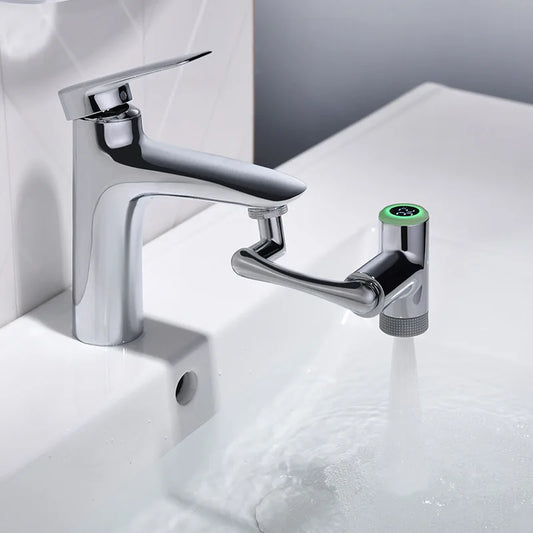 Temperature sensing digital display universal faucet water outlet extension spout rotatable bubbler splash-proof household