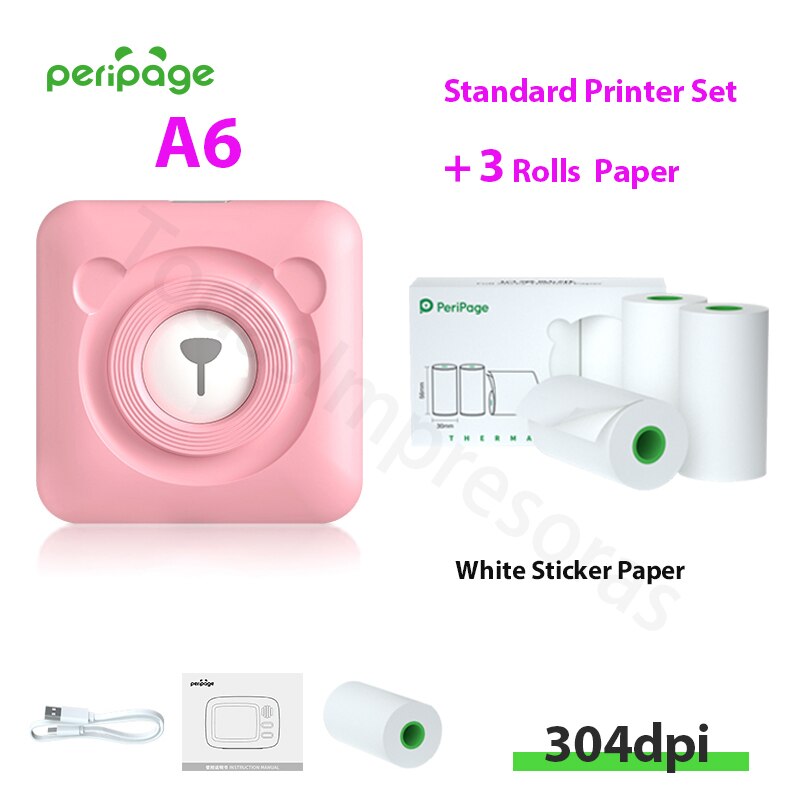 New Arrival 304dpi Mini Pocket Printer Peripage A6 Thermal Photo Printer Color Green Purple Mobile Phone Android IOS Regalo Gift