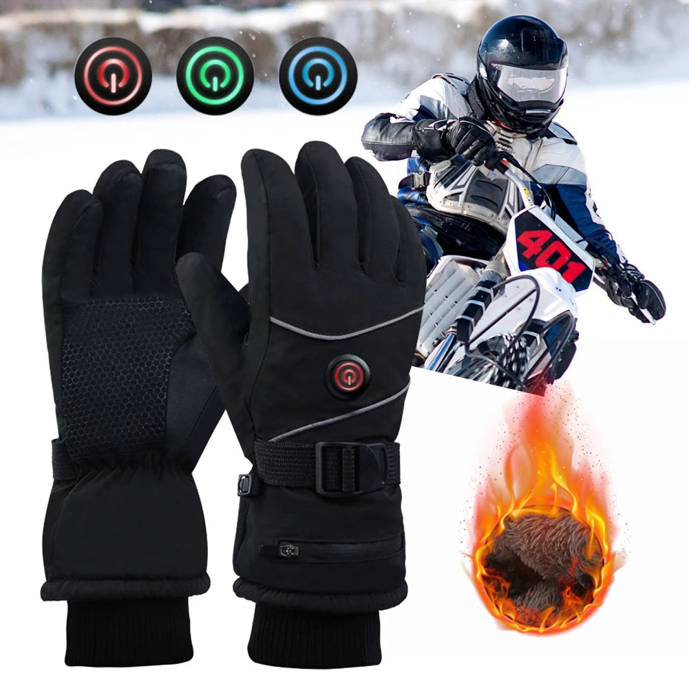 DC Rechargeable Heating Thermal Gloves 3 Heat Levels Heated Gloves Windproof Heated Gloves Waterproof Touch Screen for Women Men