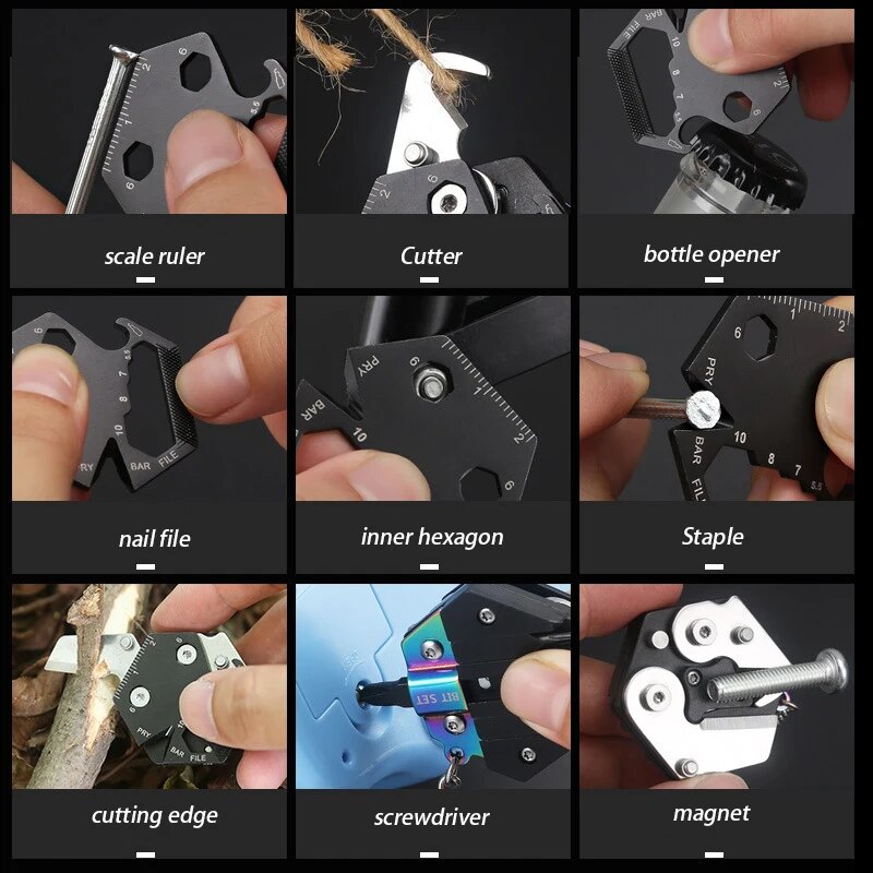Keychain Screwdriver Multifunctional Hexagon Coin Outdoor EDC Tool Hexagon Folding Coin Knife Pocket Fold Mini coltello Gear Pee