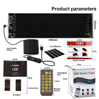 LED Matrix Pixel Panel DIY Scrolling Bright Advertising LED Signs Flexible USB 5V LED Car Sign Bluetooth App Remote Control