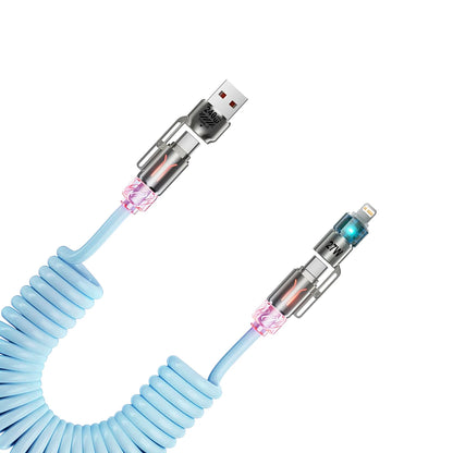 4 in 1 PD 240W Fast Charging Spring Cable USB Type C To Type C And Lightning Data Cable Wire For iPhone 15 16 Samsung Xiaomi