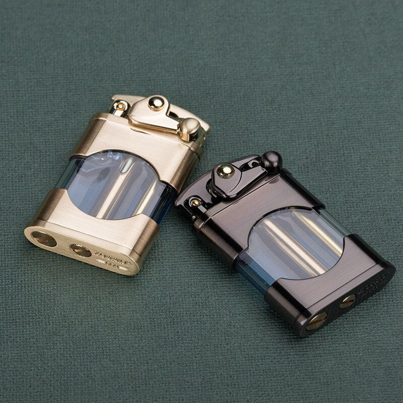 Zorro Rocker Kerosene Lighter Transparent Fuel Tank Metal Retro Grinding Wheel Lighter Visual Fuel Tank Lighter Men's Gift