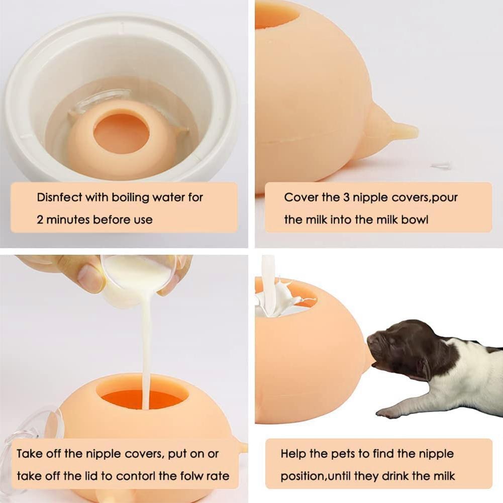 150ml Bubble Milk Bowl Feeder Silicone Nipples Pet Feeder Bubble Milk Bowl Feeder Kittle Puppy Nursing Drink Food Dispenser