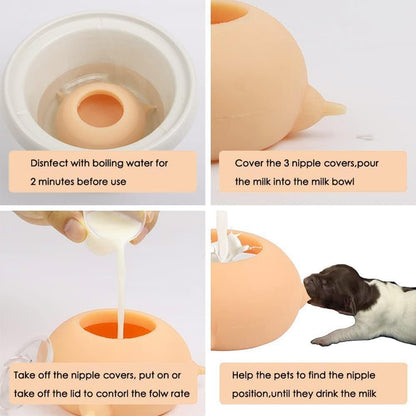 150ml Bubble Milk Bowl Feeder Silicone Nipples Pet Feeder Bubble Milk Bowl Feeder Kittle Puppy Nursing Drink Food Dispenser