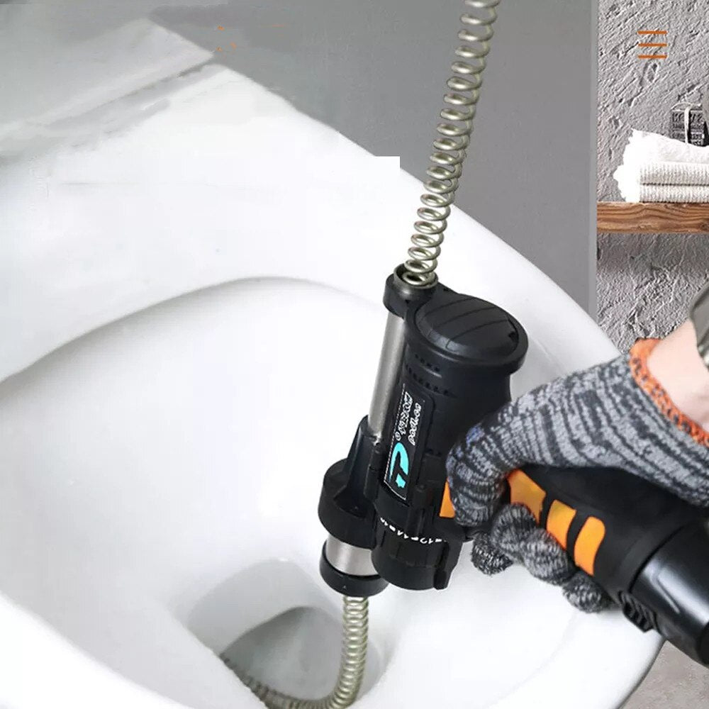 12V Sewer Dredger Electric Pipe Dredger House Hold Toilet Floor Drain Pipe Blockage Cleaning Tool Spring 1.5m/3m/4.5m/7.5m