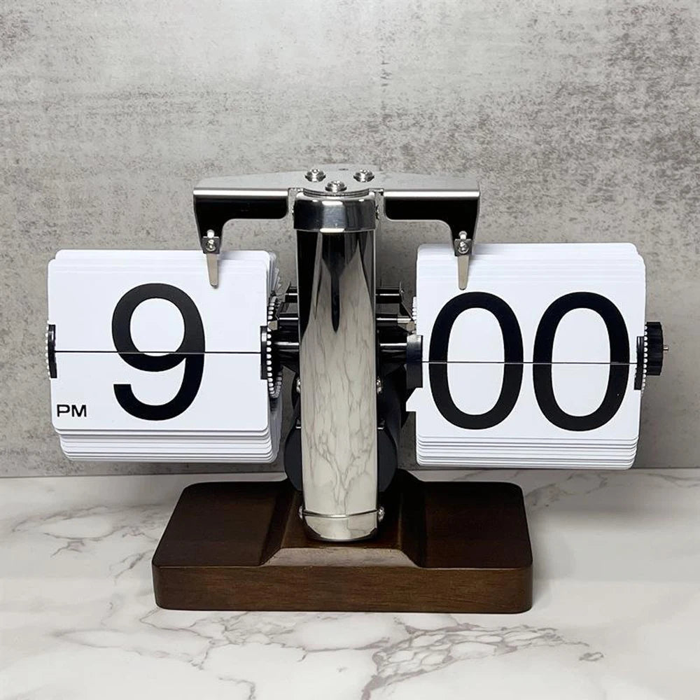 Mordern Style Flip Clock Turning Page Time for Home Desktop Decoration with Full of Sense of Technology