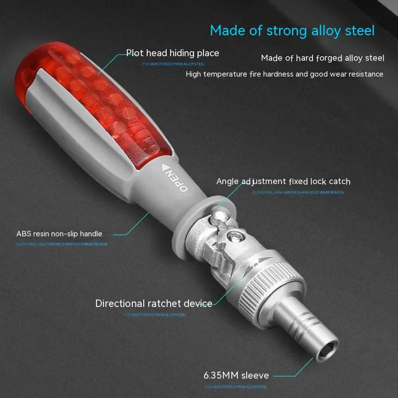1pc 11 In 1 Ratcheting Multitool Screwdriver Multi-functional Magnetic Screwdriver Professional Angle Screwdriver Repair Tool