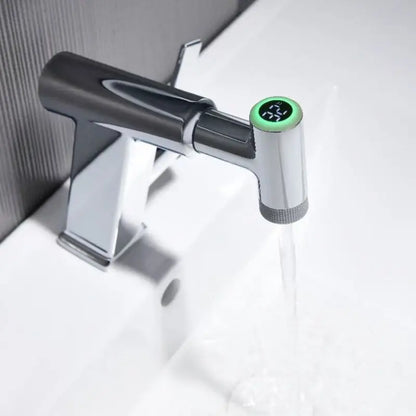 Smart Digital Display Pull-Out Faucet for Home Bathroom Smart Temp Tap 360Rotating Faucet Water Saving Hot Cold Washbasin Faucet
