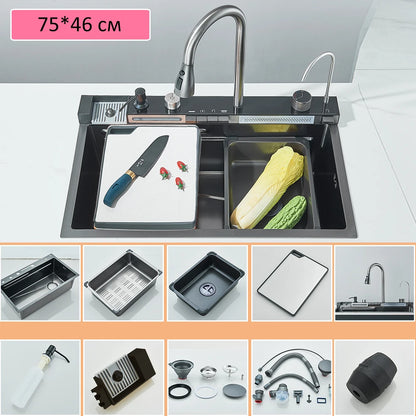 304 Waterfall Kitchen Sink 60*45cm Stainless Steel Sink