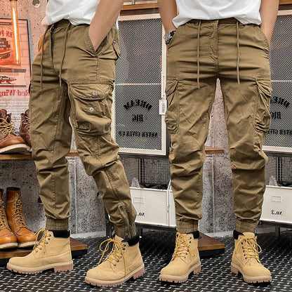 Skinny Cargo Pants Autumn Men Slim Fit Jogger Pants Elastic Waist Outdoor Tactical Pants Men Trousers With Multi pockets