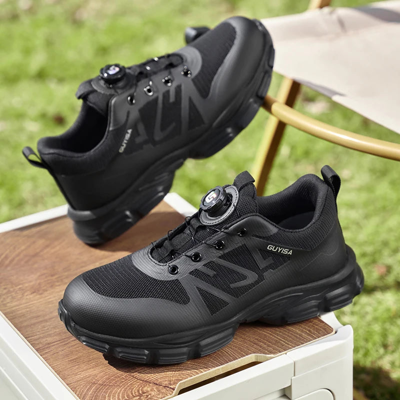 Men's steel toe work shoes smart buckle convenient fashion lightweight anti-smash anti-puncture safety protection shoes