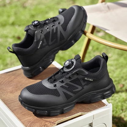 Men's steel toe work shoes smart buckle convenient fashion lightweight anti-smash anti-puncture safety protection shoes