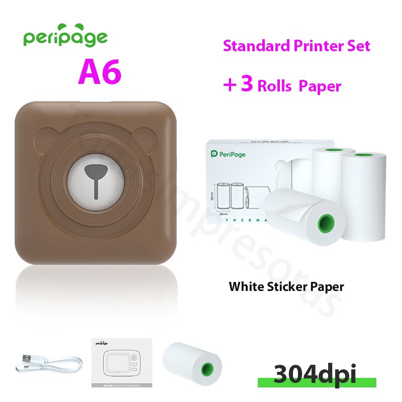 New Arrival 304dpi Mini Pocket Printer Peripage A6 Thermal Photo Printer Color Green Purple Mobile Phone Android IOS Regalo Gift