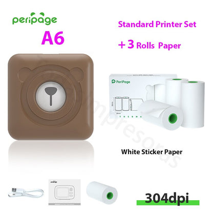 New Arrival 304dpi Mini Pocket Printer Peripage A6 Thermal Photo Printer Color Green Purple Mobile Phone Android IOS Regalo Gift