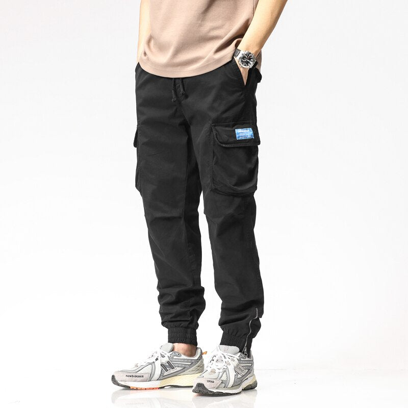 Summer Camping Hiking Men's Multi-Pocket Overalls Sports Trousers Mens Casual Fitness Drawstring Pants Men's Jogger Track Pants