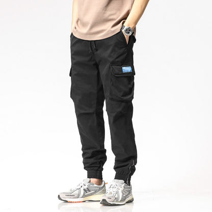 Summer Camping Hiking Men's Multi-Pocket Overalls Sports Trousers Mens Casual Fitness Drawstring Pants Men's Jogger Track Pants