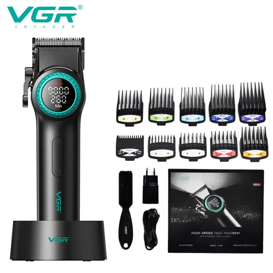 VGR Hair Clipper Cordless Hair Trimmer Professional Hair Cutting Machine Rechargeable Haircut 9000 RPM Clipper for Men V-001