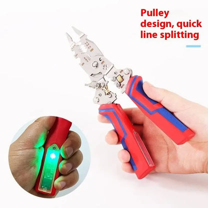 Foldable Wire Stripper 9 In 1 Multitool Electrician Pliers With Electricity Measurement Function Cable Cutting Crimping Tool