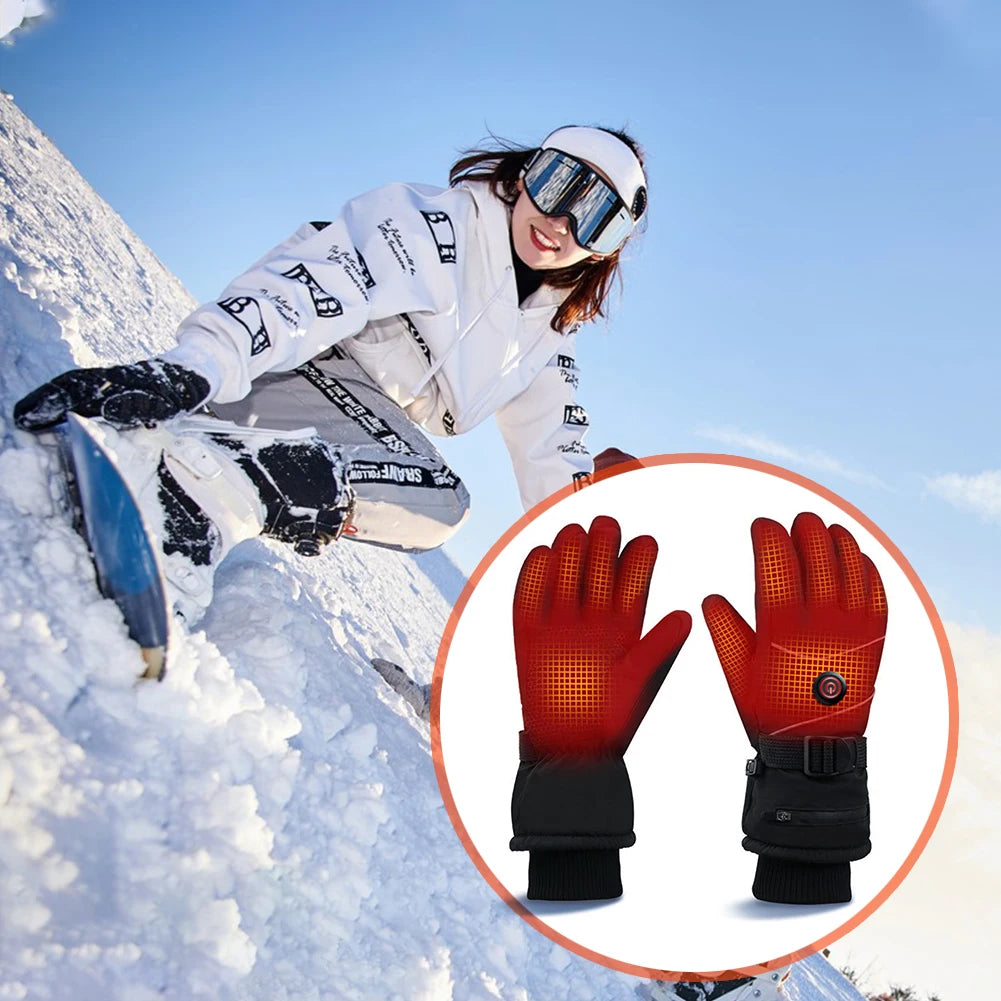 DC Rechargeable Heating Thermal Gloves 3 Heat Levels Heated Gloves Windproof Heated Gloves Waterproof Touch Screen for Women Men