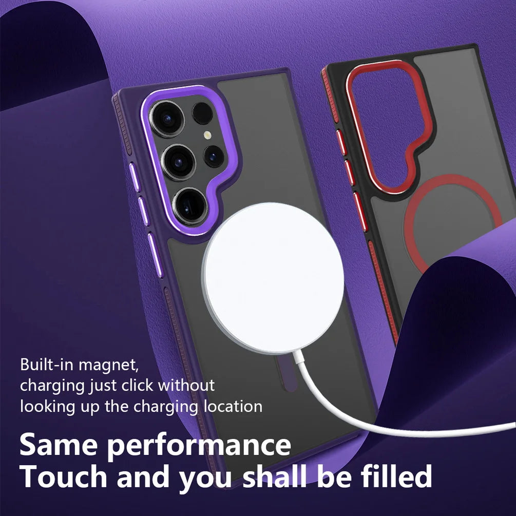 Matte skin feel Magsafe Magnetic Adsorption Case For Samsung S24 Ultra Galaxy S23 Plus S22 + Plating all inclusive Back Cover
