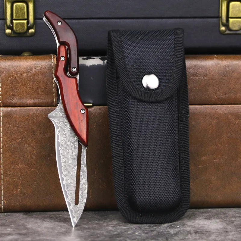 Damascus Steel Folding Tactical Knife