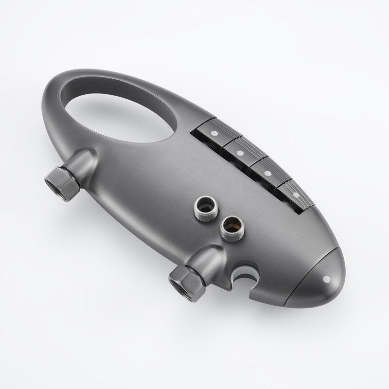 UFO style gunmetal shower mixer matte gray bath tap rainfall shower mixer set metal shower tap bath hot and cold shower mixer