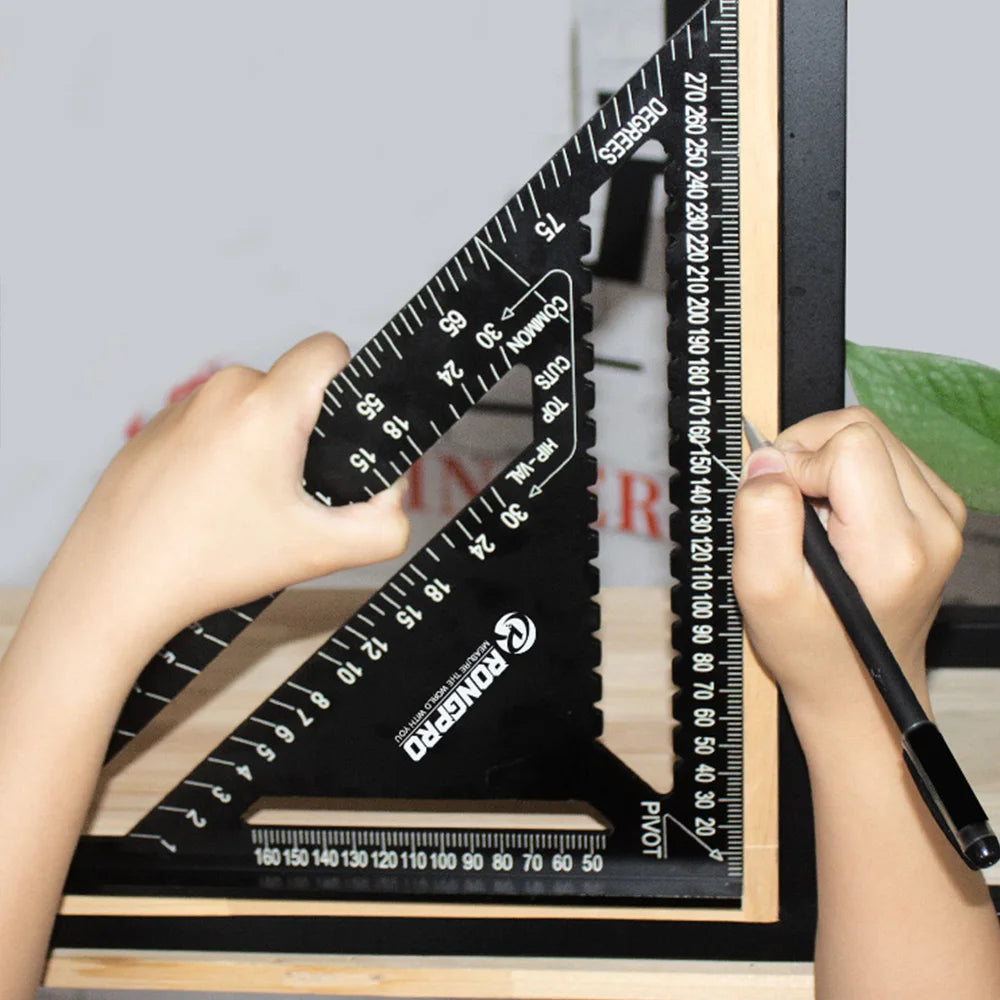 RONGPRO TriangleRuler 7inch Aluminum Alloy Angle Protractor Speed Metric Square Measuring Ruler For Building Framing ToolsGauges